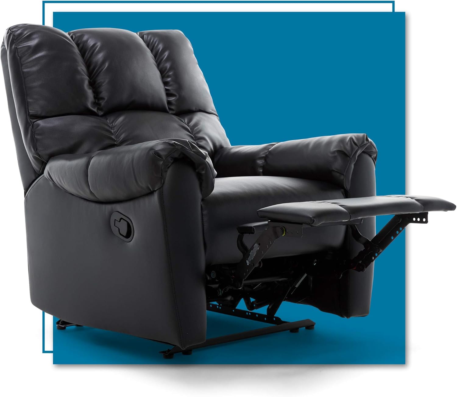 Amazon Com Clickdecor Recliner Chair Living Room Upholstered Armchair For Modern Home Theater Lounge Seating Bonded Leather Black Furniture Decor