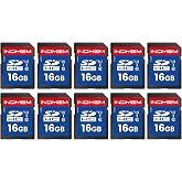 INDMEM SD Card 16GB, 10-Pack UHS-I Class 10 MLC Flash Memory Card, High-Speed Secure Digital Cards for Cameras, DSLR, Action Cams - Reliable Storage