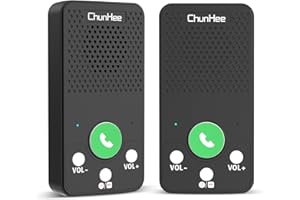 ChunHee Wireless Intercom for Home, 500ft Range Full Duplex House Communication System, Easy 4-Button Operation for Seniors & Kids, Hands-Free Intercom for Business, No WiFi/Cell Needed (2-Pack)