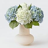 ZYTUYO 2PCS White & 2PCS 20" Light Blue Hydrangea Artificial Flowers Real Touch Faux Hydrangeas with Long Stem for Spring Home Decor Baby Shower Floral Arrangement Kitchen Party Wedding Xmas Decor