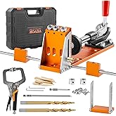 VEVOR Pocket Hole Jig Kit, 34 Pcs Pocket Hole Jig System with 11" C-clamp, Fixture, Step Drills, Wrenches, Drill Stop Rings, Square Drive Bits, Toolbox, Adjustable, for DIY Carpentry Projects