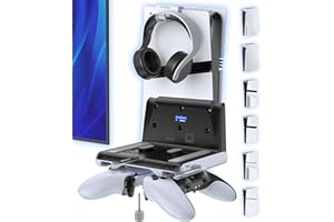 P5 Wall Mount Kit with Controller Holder Compatible with P5/Slim/Pro Disc & Digital, Pa5 Mount Floating for Gaming Accessorie
