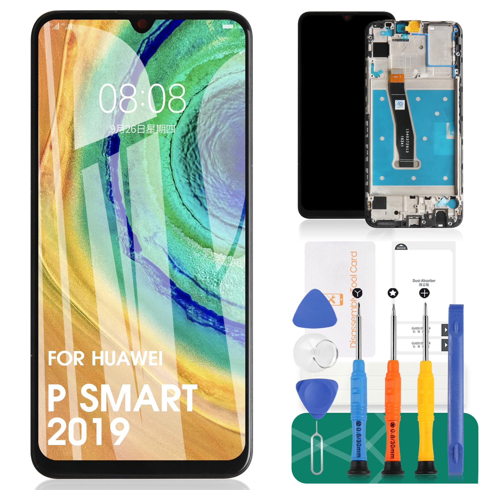 For Huawei P SMART 2019 Screen Replacement For Huawei P SMART 2020 LCD Dispay For Huawei P SMART 2019 Touch Screen Digitizer Assembly Repair Kits (Black With Frame)