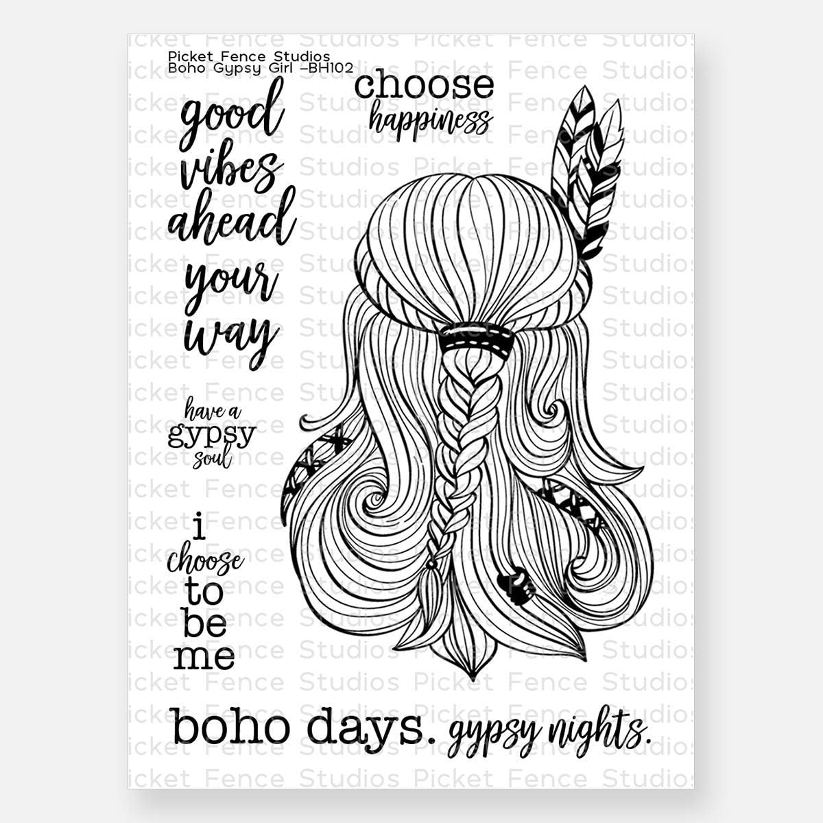 Picket Fence Studios Clear Stamp Set - Boho Gypsy Girl
