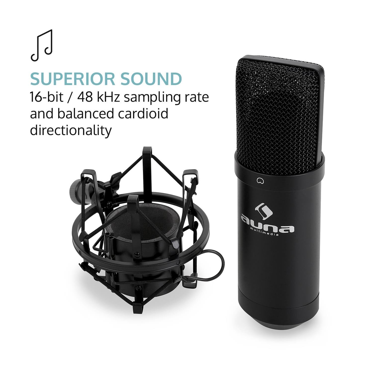 AUNA MIC900 USB Cardioid Studio Condenser Microphone (Plug & Play, USB