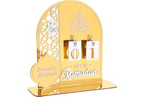 DASKALL Ramadan Calendar Eid Countdown Decor - Charming Creative Tracker Memorable Celebration for Family Tabletop Ornament (Gold)