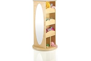 Guidecraft Rotating Dress Up Storage - Natural: Kids' Pretend Play Storage Shelves and Hangers with 2 Mirrors & Hooks - Toys and Clothes Organizer for Toddlers Playroom