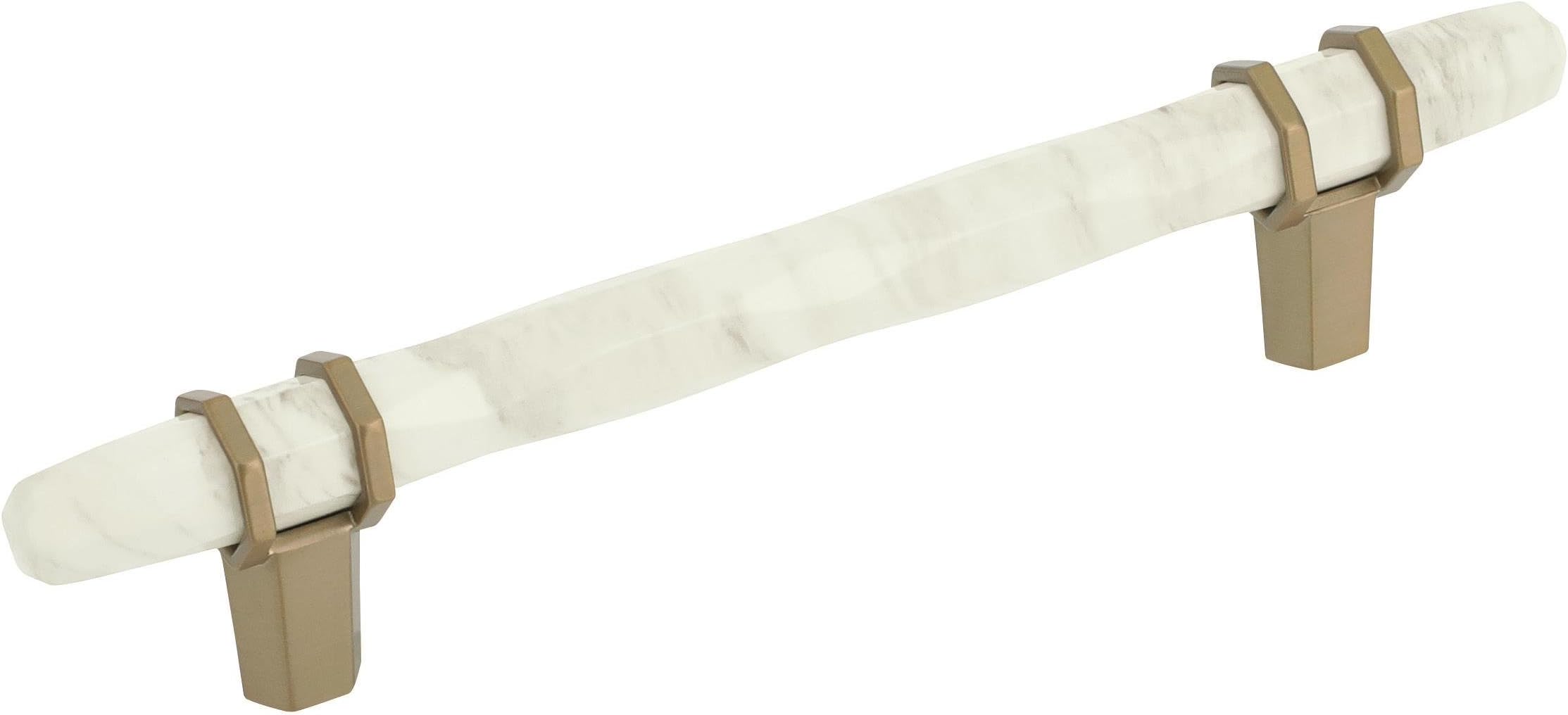 Amerock BP36648MWBBZ Carrione Cabinet Pull, 3 3/4", Marble White/Golden Champagne