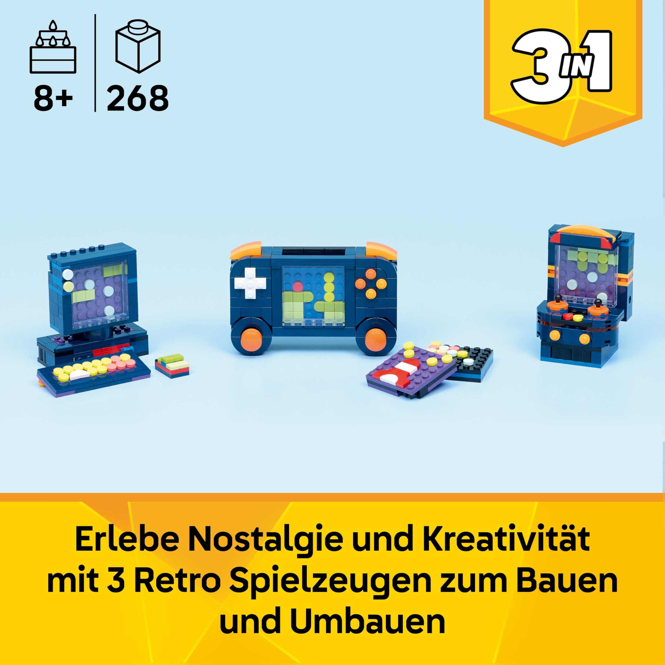 LEGO Creator 3-in-1-Set Retro-Spielkonsole - Kinder Spielzeug & Bauset - Modellbau mit 3 Bauoptionen: Konsole, Computer oder Spielautomat - Kreatives Geschenk für Mädchen und Jungen ab 8-31380 2