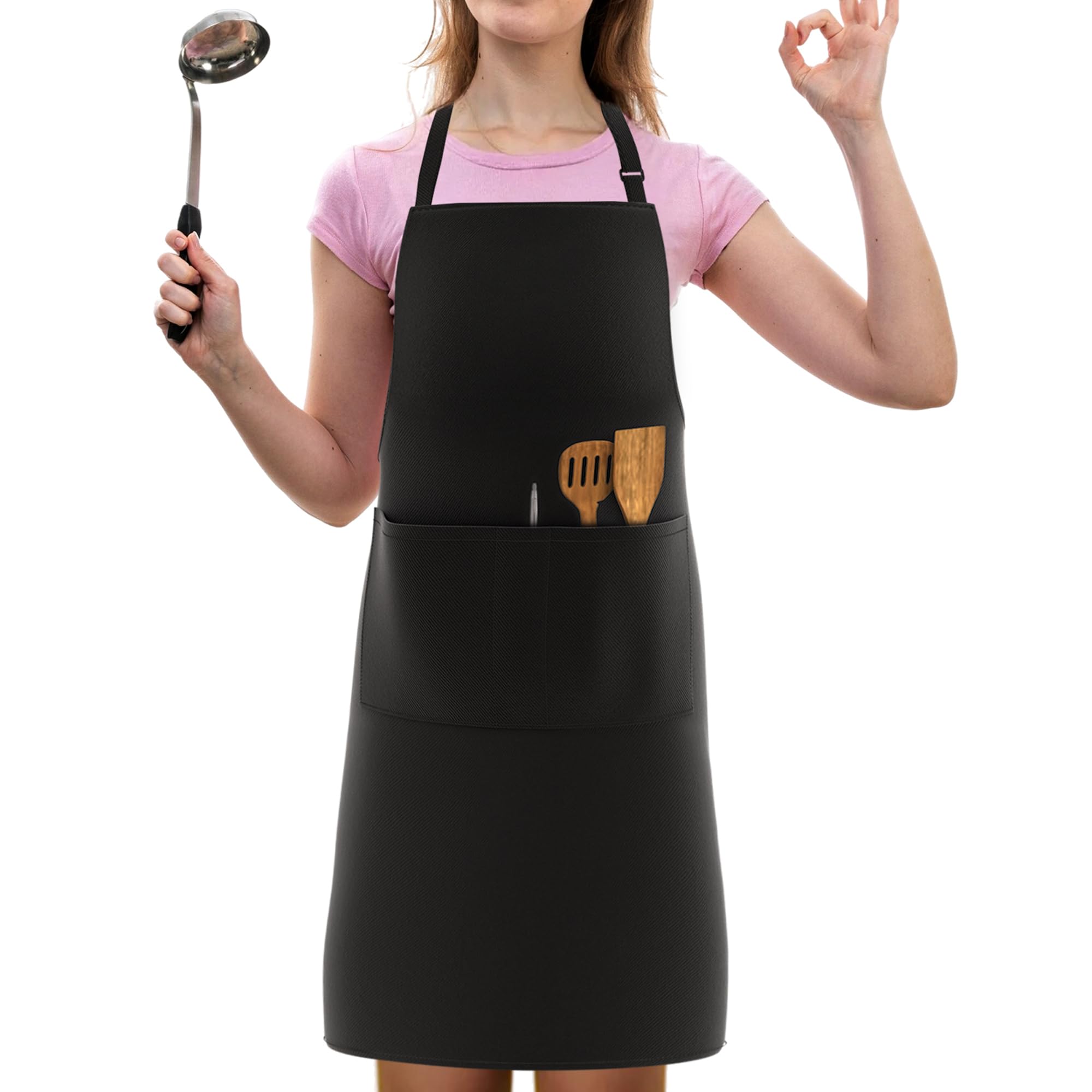 LEFUNDA® Cooking Waterproof Apron with 3 Pockets Adjustable with Long Straps for Men Women Kitchen Restaurant Café — image 1