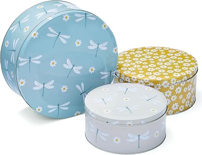 Cooksmart England Set of 3 Cake Storage Tins Round Nesting British Design