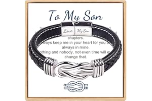 YUZHEJIE To My Son/Grandson Bracelet, Forever Linked Together Braided Leather Bracelet, Stainless Steel Magnetic Closure Leather Knot Cuff Wristband, Back to School Gifts Christmas Gifts Birthday Gifts