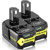 Ultraxxis 2 Packs 8.0Ah High Capacity Replacement for Ryobi 18v Battery P108 P104 P105 P102 P103 P122 P109 Li-ION Compatible with Ryobi 18V ONE+ System Cordless Power Tools and Charger