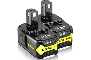 Ultraxxis 2 Packs 8.0Ah High Capacity Replacement for Ryobi 18v Battery P108 P104 P105 P102 P103 P122 P109 Li-ION Compatible with Ryobi 18V ONE+ System Cordless Power Tools and Charger