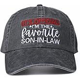 InnoBeta Son in Law Gifts Cap for Father's Day, Funny Adjustable Embroidered Hat Gifts for Birthday, Christmas, Gray, I'm The Favorite Son in Law