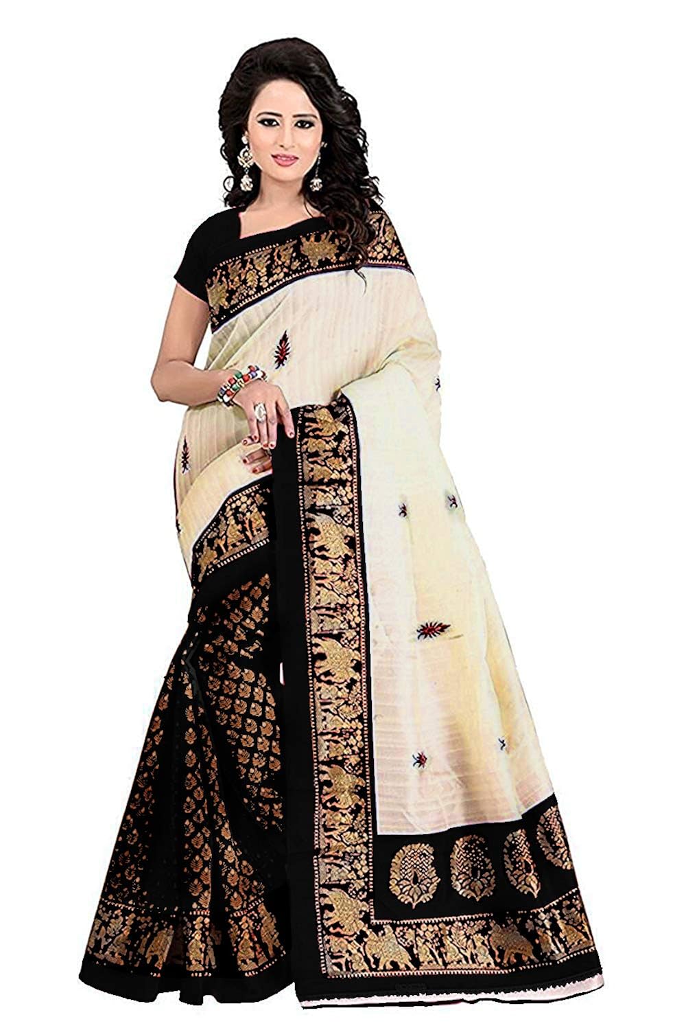 om sai latest creation women's bhagalpuri silk printed saree with blouse piece material