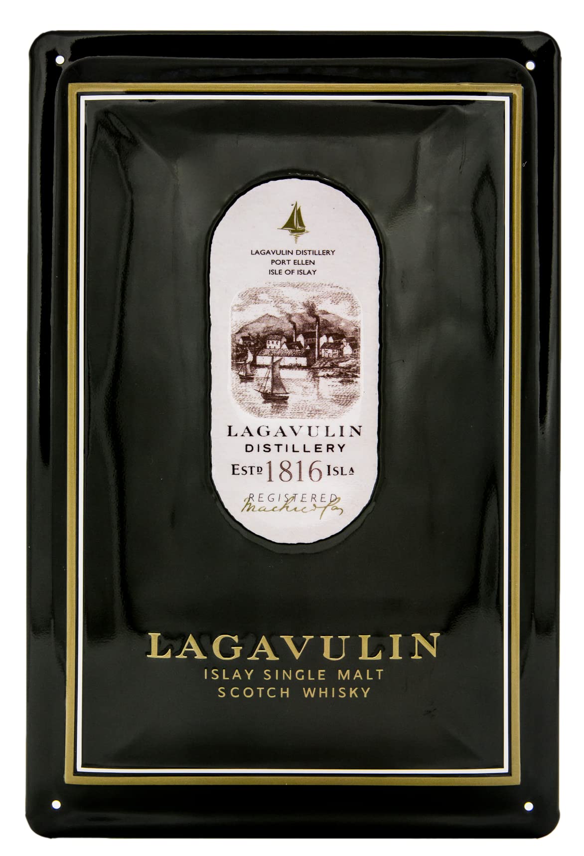 Retro Whisky Tin Sign Suitable for Lagavulin Single Malt Scotch Lovers and Connoisseurs - Embossed Tin Sign for Scotland Fans, 30 x 20 cm
