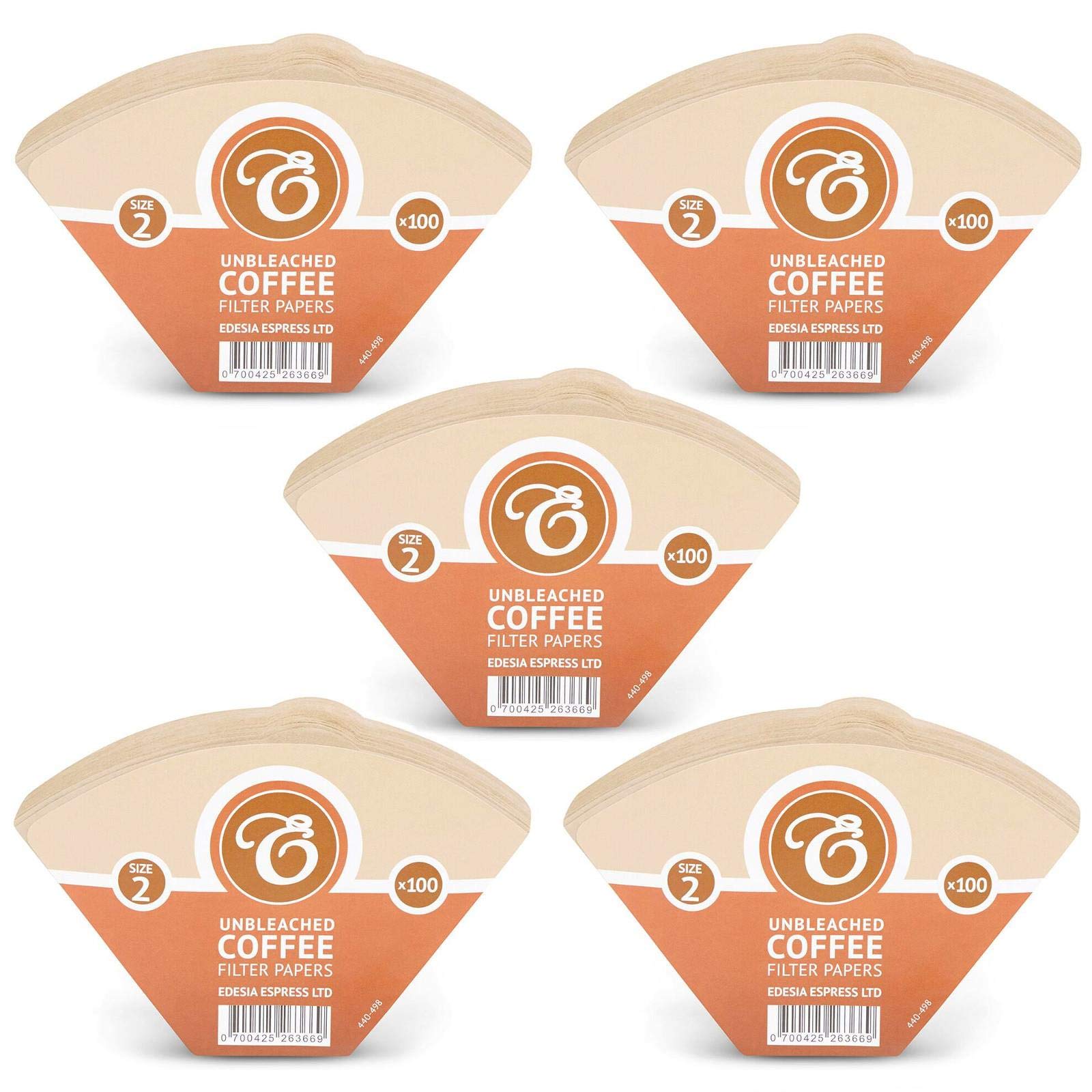 500 Size 2 Coffee Filter Paper Cones, Unbleached by EDESIA ESPRESS