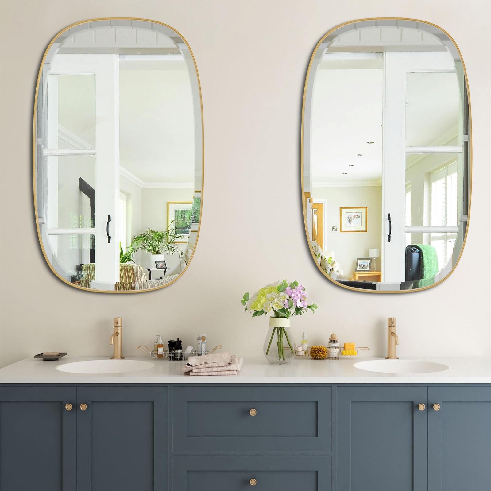 POZINO Gold Beveled Mirror, 24