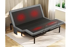 koorlian Adjustable Bed Frame Queen with Massage, 5 Height Options, 3 Massage Modes, 4 A&C USB Ports, High Thrust Quiet Motors, Under-Bed Nightlights, 10 Minutes Tool-Free Easy Assembly