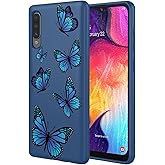 HTXWXJC Phone Case for Galaxy A50 Case, SM-A505U Samsung Galaxy A30S Case, Shockproof Flexible Bumper TPU Soft Case Butterfly Pattern Phone Cover for Samsung Galaxy A50 Blue Butterfly