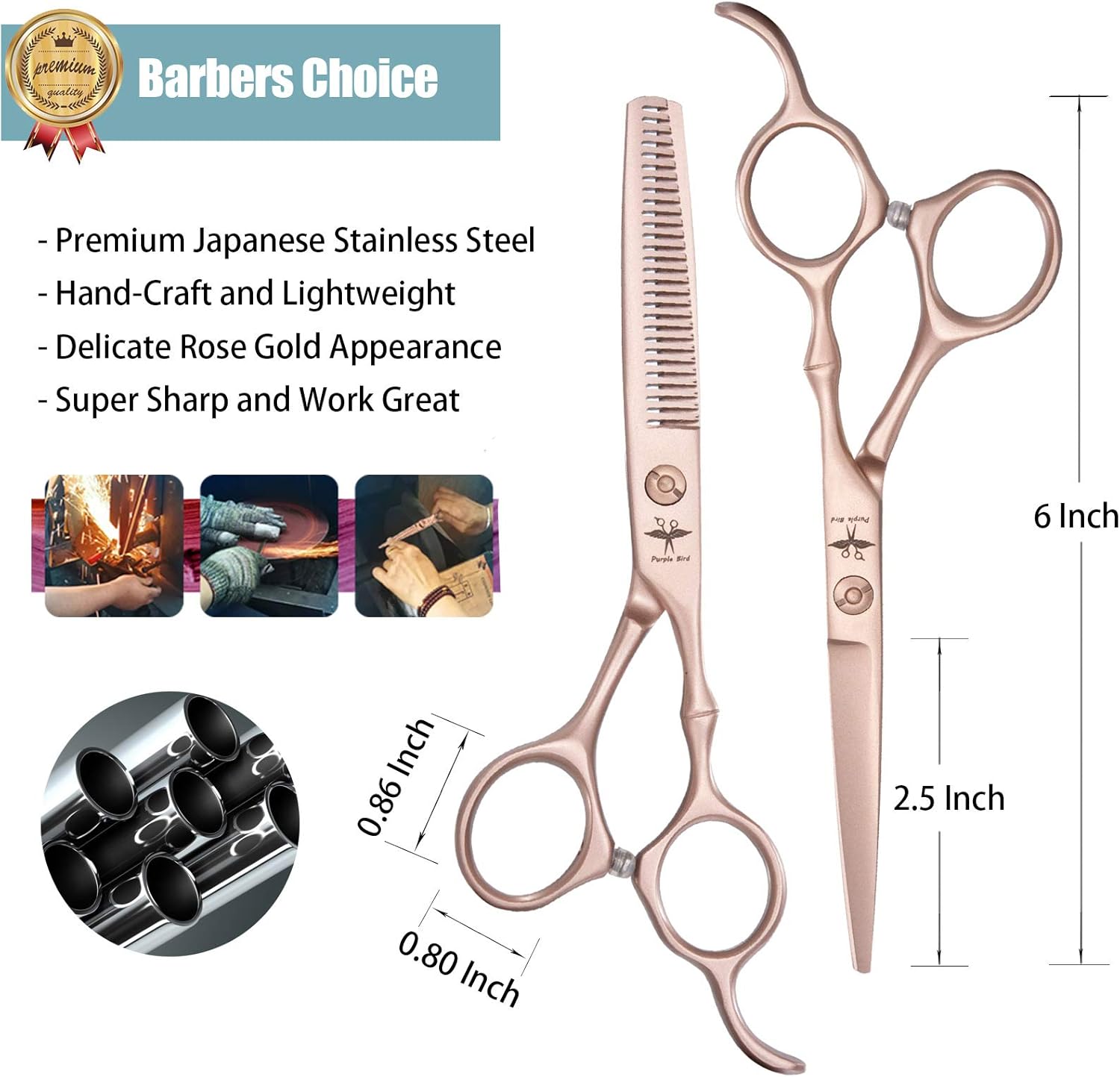 PURPLEBIRD Hairdressing Scissors - 6 Inch Professional Hair Thinning Scissors Kit for Men Women & Children - Image 5