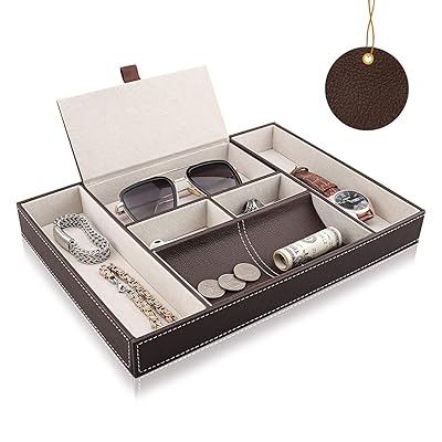 Buy Baoyun Leather Nightstand Organizer For Men Mens Valet Tray And Dresser Top Caddy For Watch Phone Jewelry Key Wallet 6 Compartments Mens Dresser Organizer Tray Brown Online In Greece B07v3w84s6
