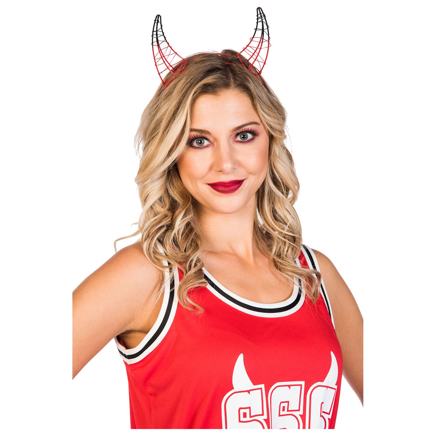 amscan 9908987 Adult Headband Cage 3D Devil Red