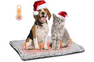 Nobleza Self Heating Cat Bed, Super Soft Thermal Dog Crate Bed Mat for Sleeping, Washable Anti-Slip Self Warming Pet Kennel Pad for Small Medium Cats Dogs Indoor Outdoor (LightGray, M)