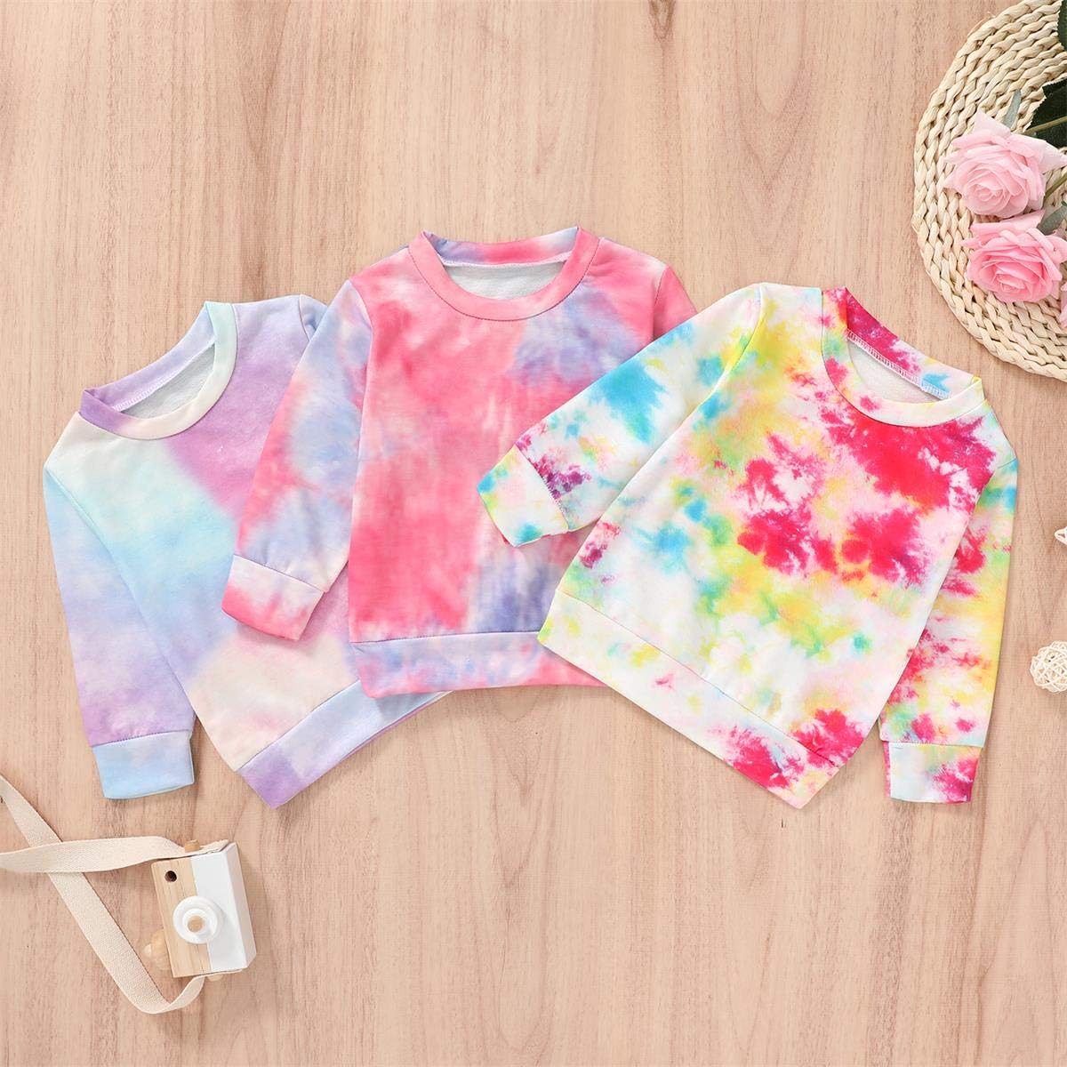 Toddler Baby Girls Sweatshirt Leopard/Tie Dye Casual Blouse Top Fashion Pullover Shirt Fall Winter Outfit: Clothing