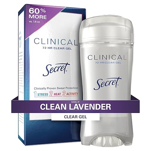 Secret Clinical Strength Antiperspirant Deodorant for Women Clean Lavender Scent Clear Gel 2.6