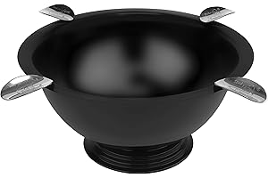 Stinky Cigar Ashtray, 4 Stainless Steel Stirrups, 8-Inch Diameter, 3-Inch Deep, Windproof, Deep Bowl Design, Based On 'The Original Stinky Ashtray, Matte Black
