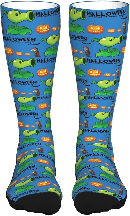 DJNGN Halloween Plants Vs Zombies Unisex Contrast Color Socks Crew