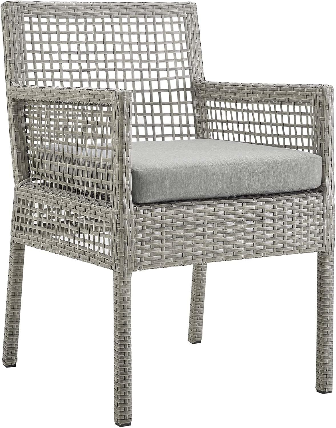 beachcroft patio set on Amazon Com Modway Aura Wicker Rattan Outdoor Patio Dining Arm Chair With Cushion In Gray Gray Garden Outdoor