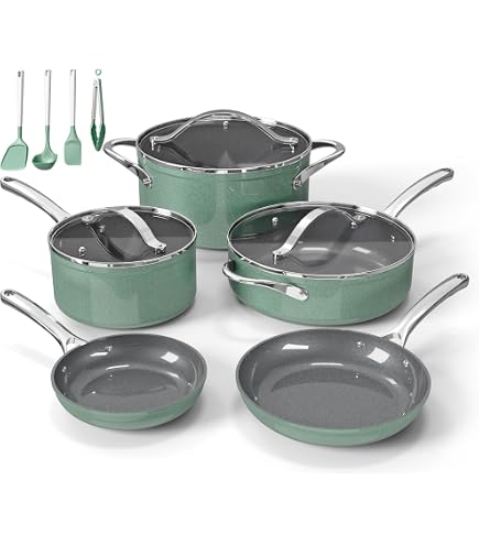 Amazon.com: Bakken 12-Piece Ceramic Cookware Set, Nonstick Pots