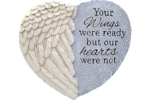 Wowser Angel Wing Heart Shaped Memorial Stepping Stone, Sympathy Gift, 11 Inch