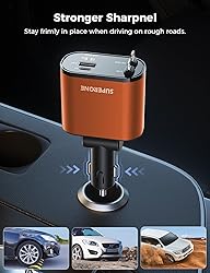 【Upgraded】 SUPERONE Retractable Car Charger 4