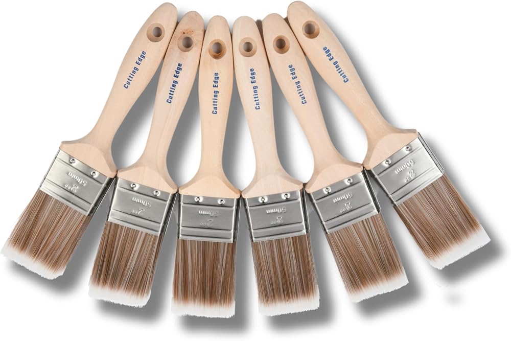 Maxim Cutting Edge 6pc 2 Inch Paint Brush Set Synthetic Bristle Beavertail
