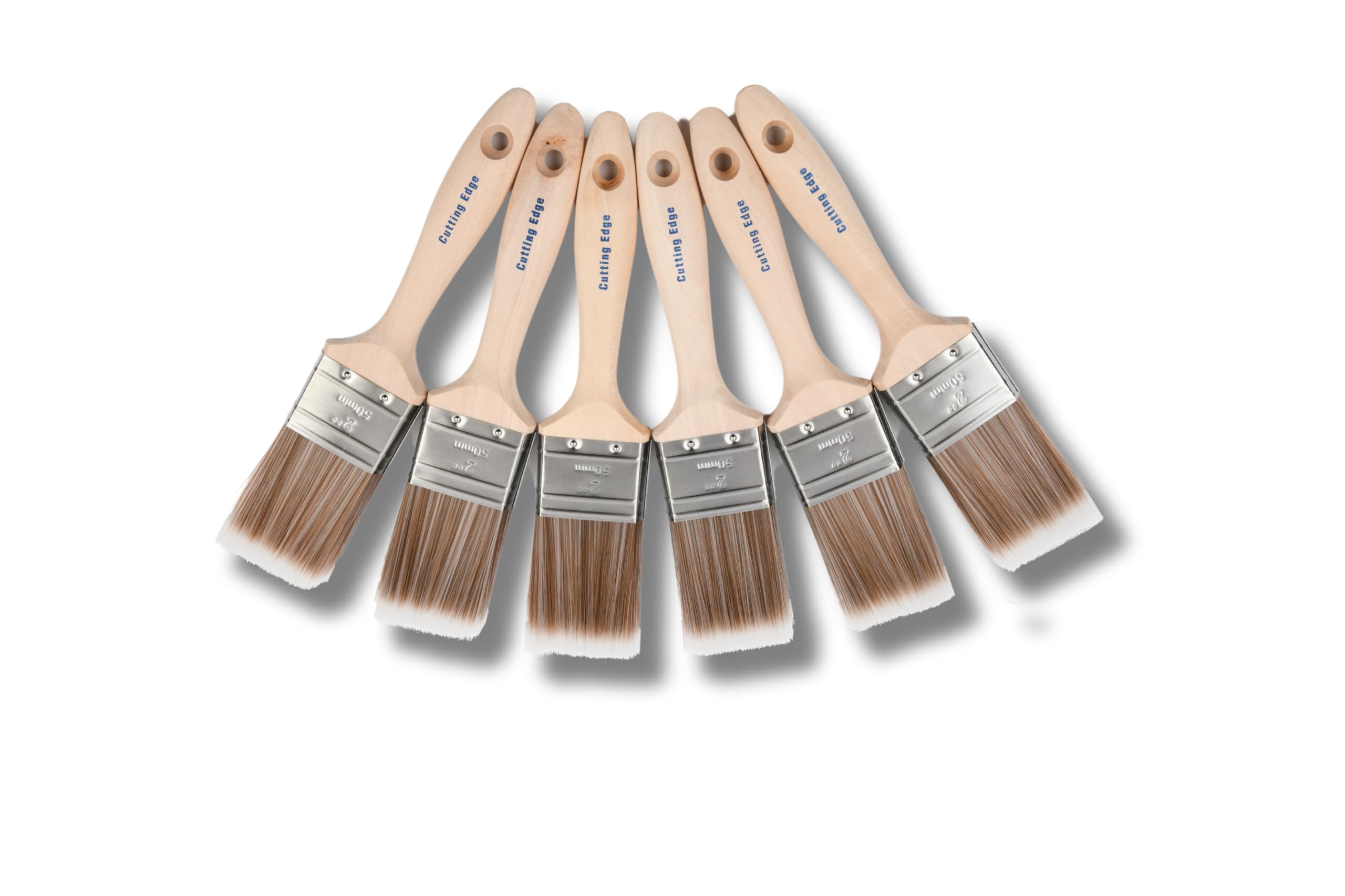 Cutting Edge 6x2" Brushes Paintbrush Set - Professional Premium Quality Synthetic Bristle - 2” Size - Ergonomic Beavertail Handle for a Comfortable Grip, SRT Synthetic Fibres, No Breaking-in Required