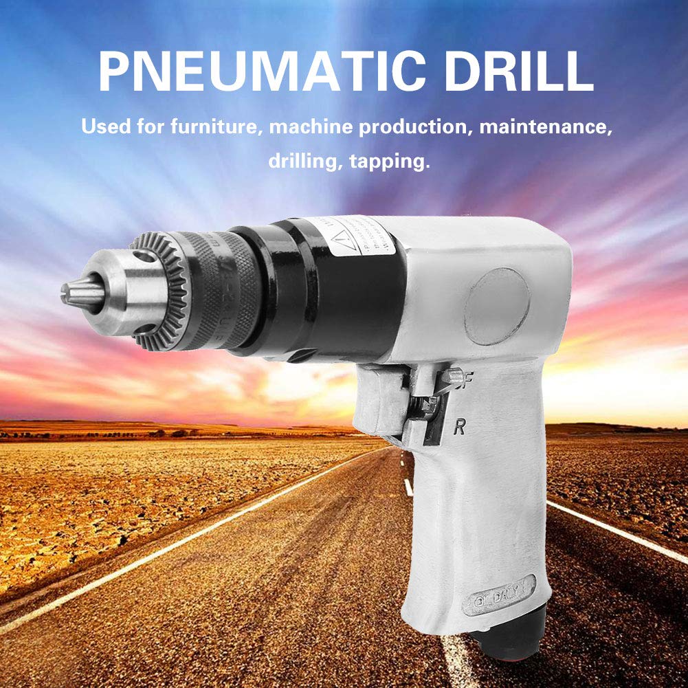 FTVOGUE High-speed Pneumatic Drill Reversible Rotation Air Drill Tool for Hole Drilling 3/8