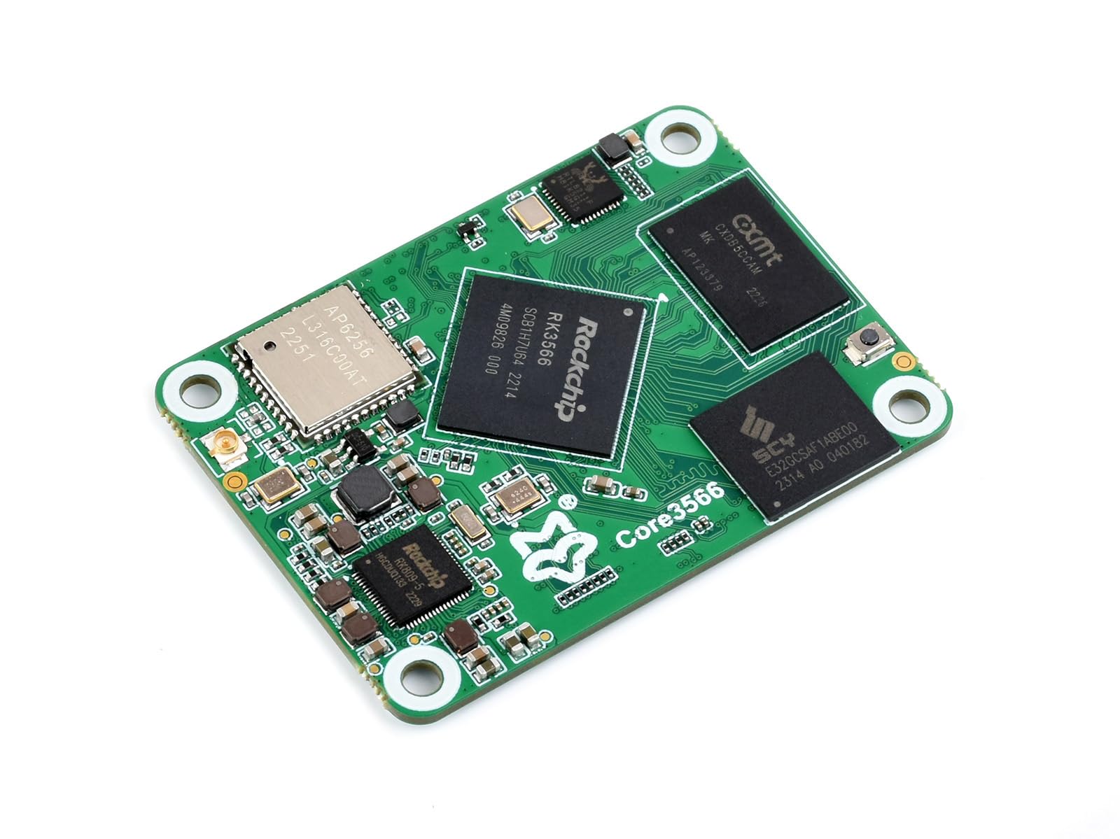 Waveshare Core3566 Module Compatible with Raspberry Pi CM4, Quad-core Processor, 4GB RAM, 32GB eMMC, Wi-Fi 5, Gigabit Ethernet, Dual-band Wi-Fi, Bluetooth 5.0, Suitable for Embedded Systems