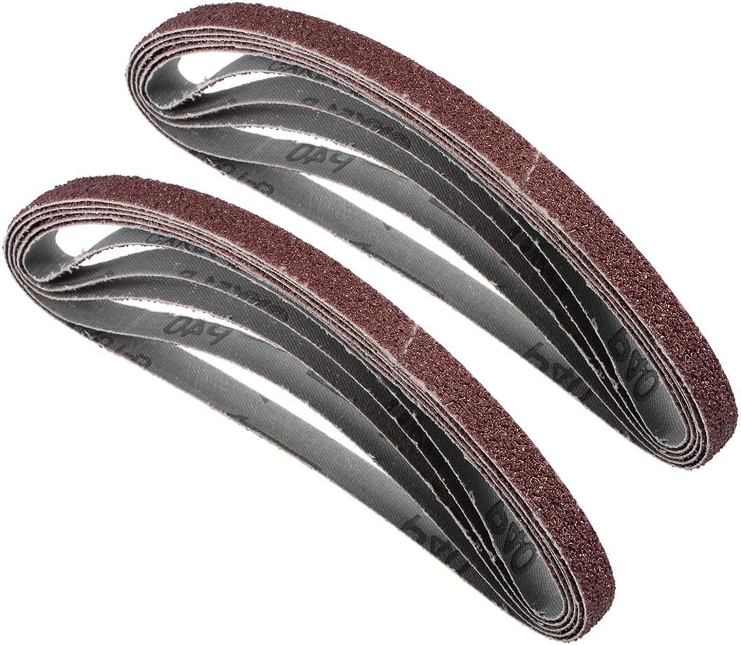 TA-VIGOR 10Pcs 13mm x 457mm Sanding Belt 40 Grit, 1/2 Inch X 18 Inch Aluminum Oxide Sandpaper Belts for Portable Strip Sander Wood Finishing Metal Drywall Polishing Sharpening Abrasive Paper