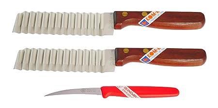 2 x Thai Buntmesser Garniermesser Dekoriermesser Brand KomKom # 019 + Garnier- und Entkernungsmesser für Früchte und Obst