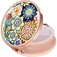 Rouidr Pill Box, 3 Compartment Medicine Pill Case, Small Metal Travel Medicine Box for Purse & Pocket, Rose Gold, Mandala Flower