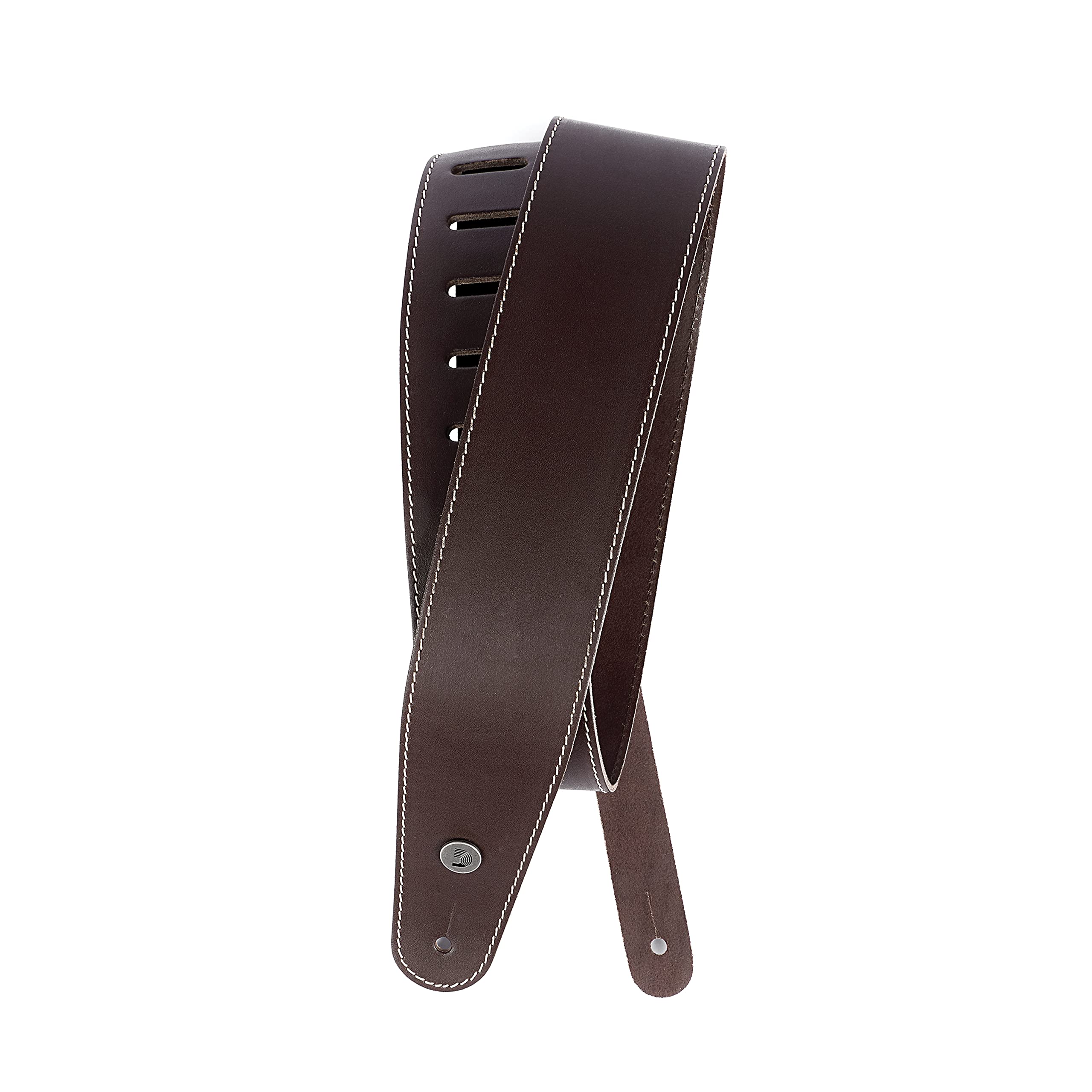 Planet Waves D'Addario Classic Leather Adjustable Guitar Strap, Contrast Stitch Brown