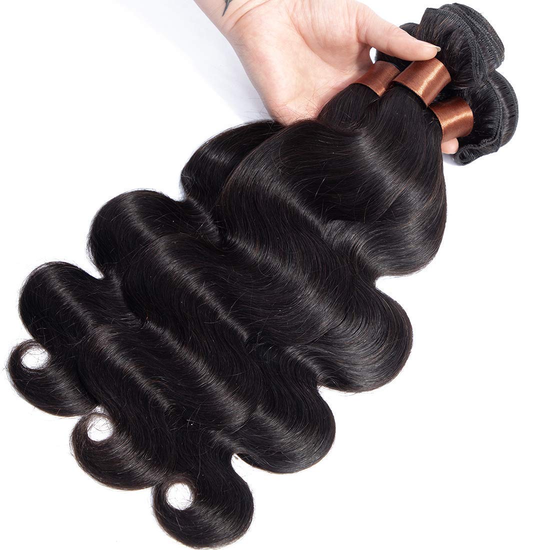 BLACKMOON HAIR Brazilian Virgin Human Hair Body Wave 3 Bundles Unprocessed Virgin Brazilian Hair Weave Human Hair Extensions Body Wave Natural Black Color(22 24 26)