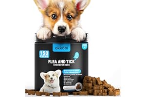 OKKÖBI Flea and Tick Prevention Chewables for Dogs - 150 Chews - Flea & Tick Control - Vet-Approved Oral Treatment - Chicken Flavor - US-Made