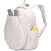 Hynes Eagle Pickleball Backpack Quilted Fits 2 Rackets with Wet Pocket Tennis Gym Backpack for Women Sport Daypack 22L Beige