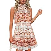 Summer Dress for Women Chiffon Blouses Skirt Spaghetti Sleeveless Tops Halter Ruffle Romper Sun Flowy Summer Outfits