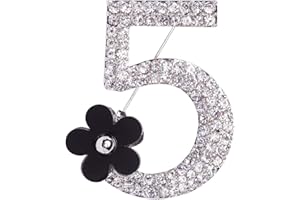 GLAMTUNE Celebrity Design Number Five Brooch Pin Corsage Scarf pin Rhinestones Breast pin for Wedding/Banquet